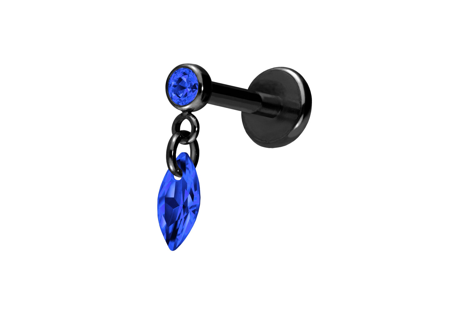 Titan Labret Piercing mit Push Fit KRISTALLOVAL